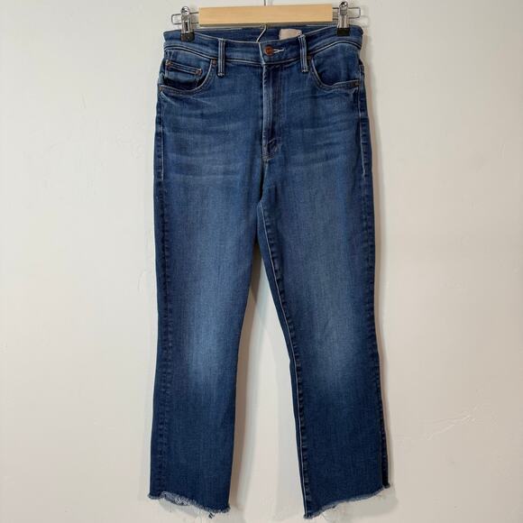 Mother Denim The Insider Crop Step Fray Jeans Blue Altered 27 Sweet and Sassy - Picture 1 of 12